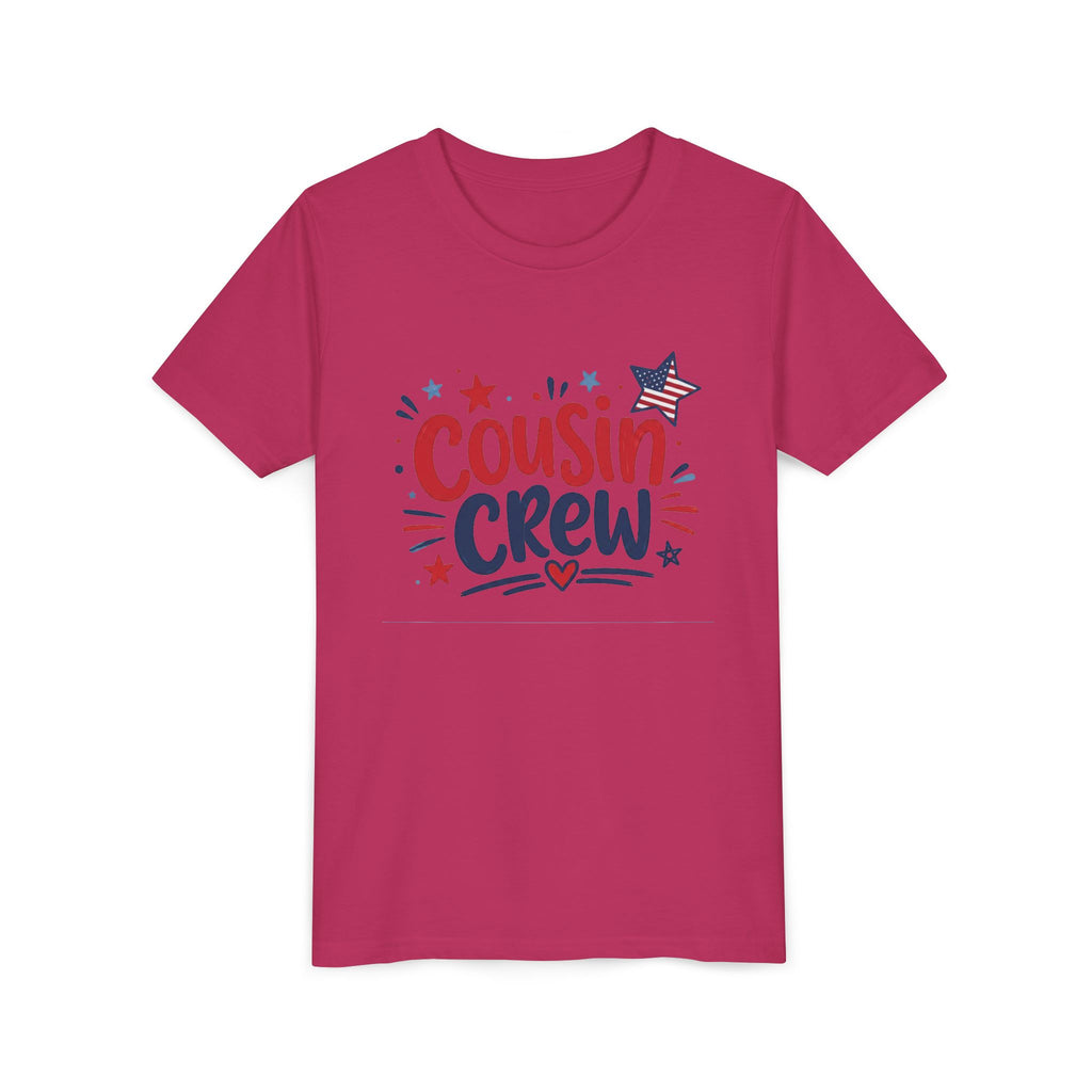 Cousin Crew Patriotic Tee, Red White Blue USA Shirt, Fun Family Celebration Graphic Top, Fourth of July Outfit Youth Short Sleeve Tee