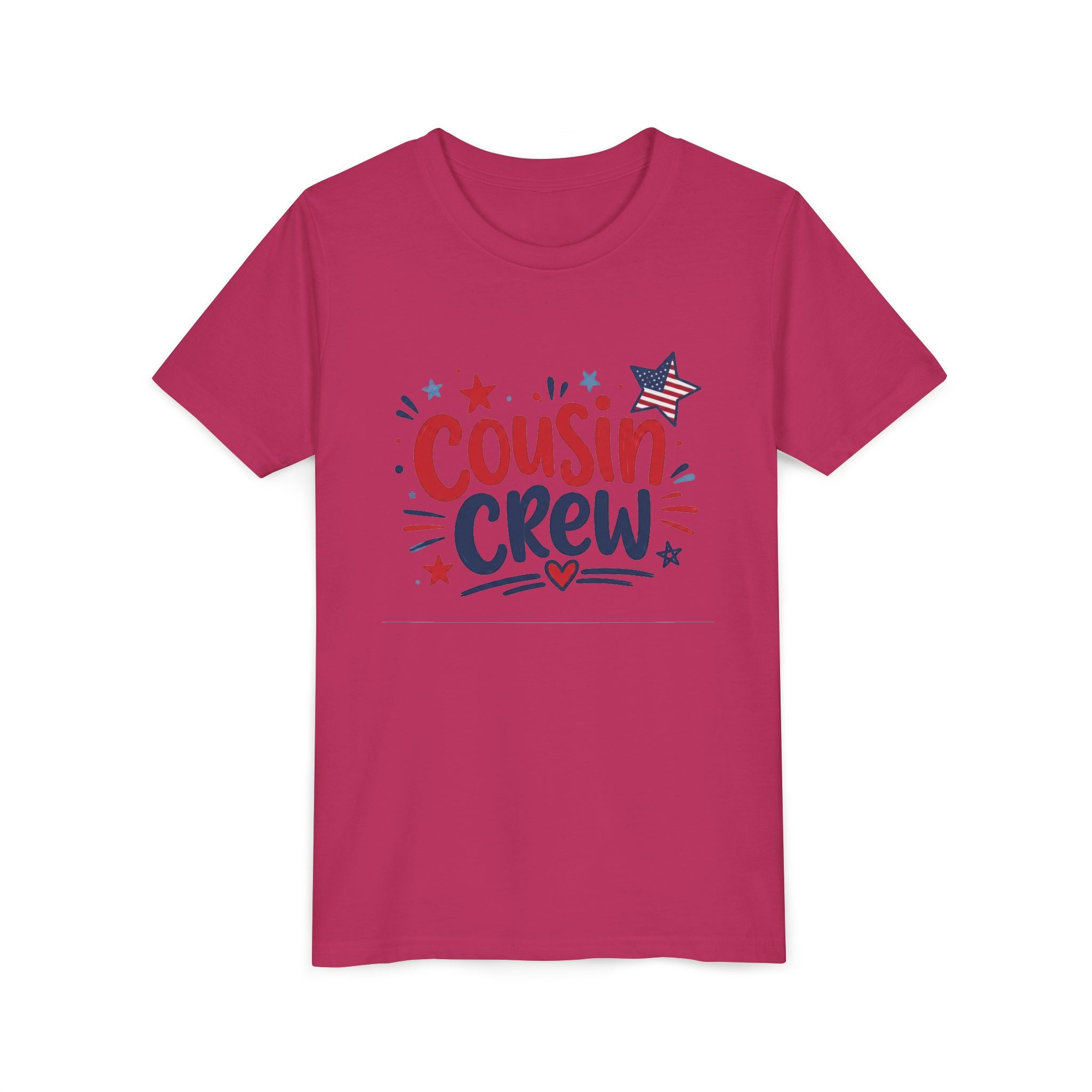 Cousin Crew Patriotic Tee, Red White Blue USA Shirt, Fun Family Celebration Graphic Top, Fourth of July Outfit Youth Short Sleeve Tee