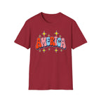America Retro Patriotic T-Shirt, Groovy Fourth of July Graphic Tee, Vintage Americana Shirt, Cute Summer Independence Day Apparel, Trendy USA Outfit T-Shirt