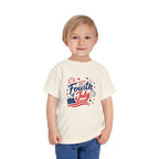 Happy Fourth of July Patriotic T-Shirt, Americana Fireworks Graphic Tee, Retro Independence Day Shirt, Summer Celebration Apparel, Red White Blue Outfit Toddler Short Sleeve Tee