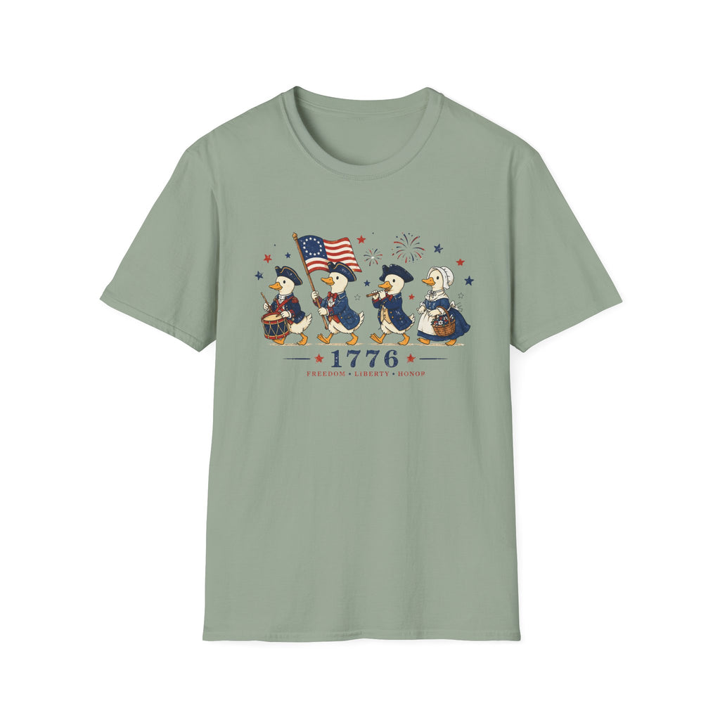 Revolutionary Duck Parade Shirt, Patriotic Duck 1776 T-Shirt, Funny 4th of July Duck Tee, Colonial Duck Marching Band, Freedom Liberty Honor USA Gift