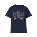 USA 250 Years Tee, 1776–2026 Anniversary Shirt, Patriotic American Pride Graphic Top, Red White Blue Celebration Outfit T-Shirt