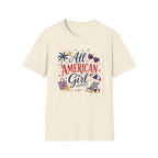All American Girl Graphic Tee - Patriotic 4th of July Summer Beach T-Shirt