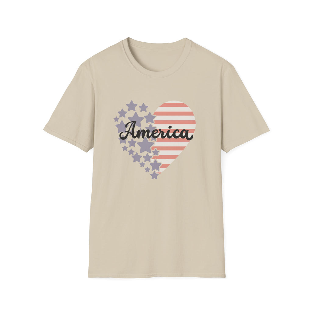 Patriotic America Heart T-Shirt 4th of July USA Graphic Tee