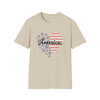 Patriotic America Heart T-Shirt 4th of July USA Graphic Tee