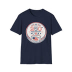 USA 250th Anniversary T-Shirt | Semiquincentennial Patriotic Map Graphic Tee, American Flag Round Emblem Top
