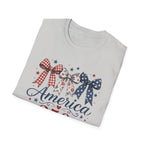 America 250 Years of Freedom Bow Shirt, Coquette Patriotic Trio Bow Tee 1776 2026, 4th of July Women's Vintage Bow T-Shirt, Gingham Stars Floral Patriotic Anniversary Gift