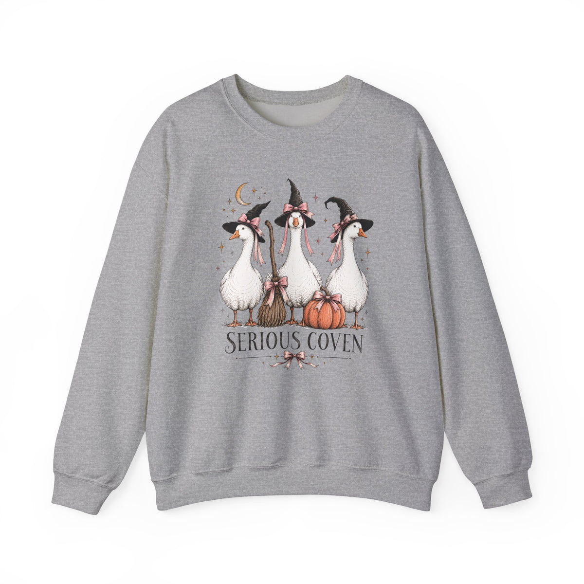 Serious Coven Goose Cute Witch Geese Halloween Crewneck Sweatshirt