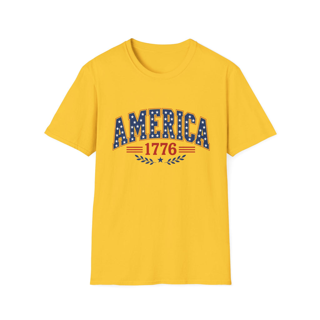 America 1776 Patriotic Tee, USA Heritage Shirt, Red White Blue Graphic Top, Classic American Pride OutfitT-Shirt