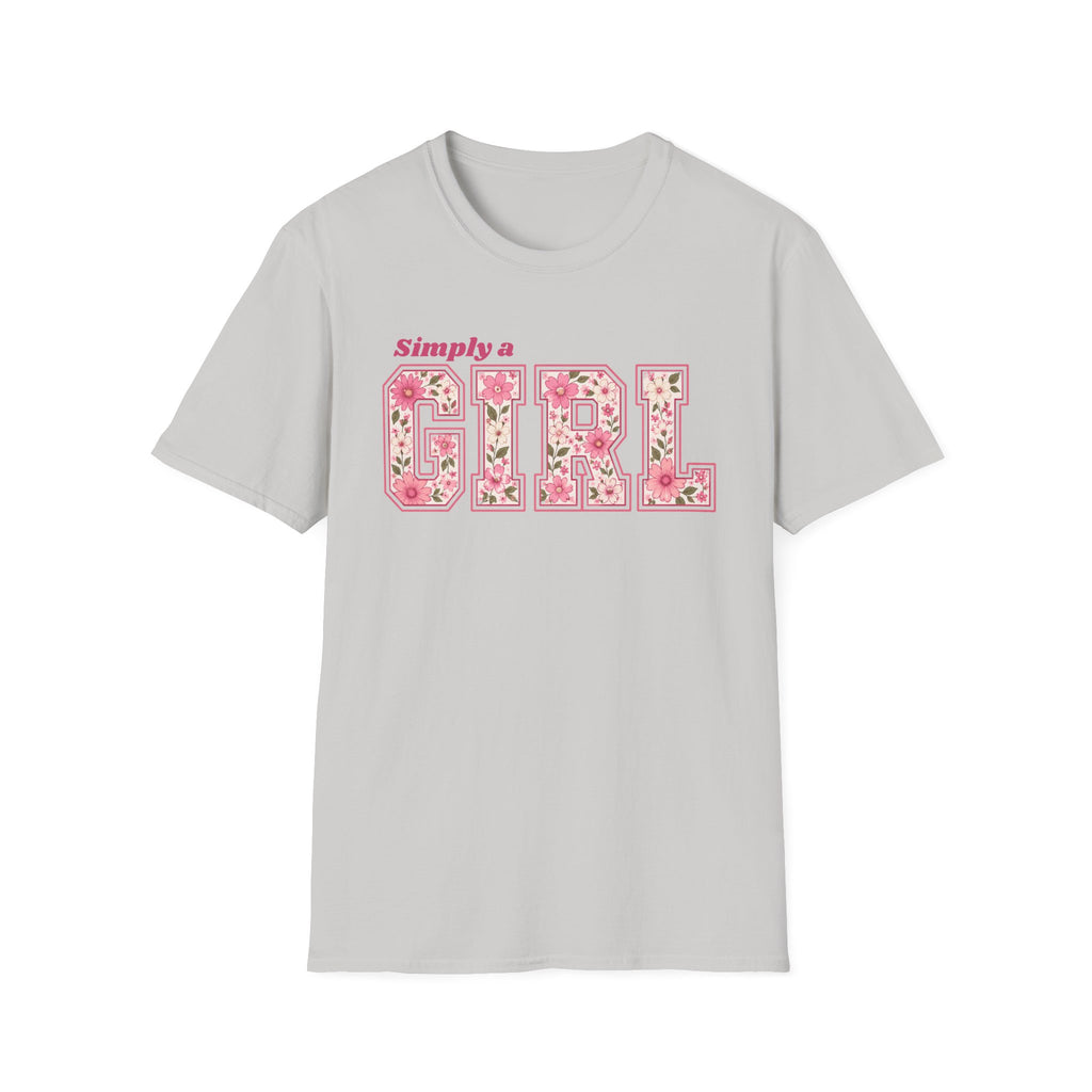 Simply a Girl Floral T-Shirt — Feminine Pink Blossom Graphic Tee