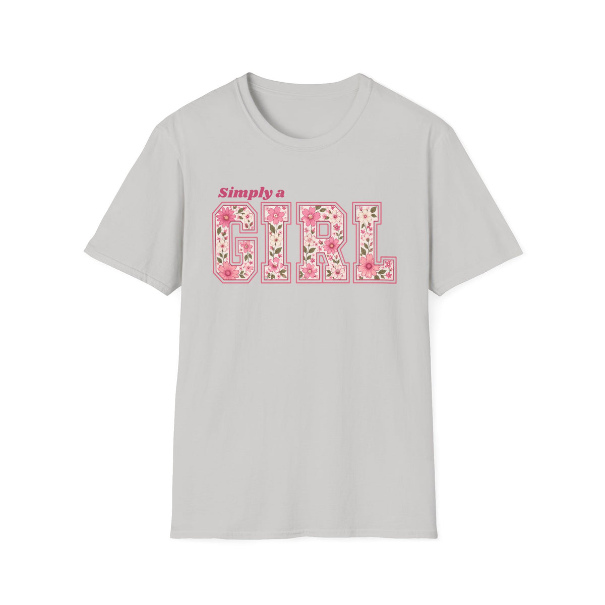 Simply a Girl Floral T-Shirt — Feminine Pink Blossom Graphic Tee