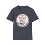 USA 250th Anniversary T-Shirt | Semiquincentennial Patriotic Map Graphic Tee, American Flag Round Emblem Top