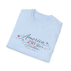 America 250 Years of Freedom Calligraphy Shirt, Elegant Script Patriotic Tee 1776 2026, Sophisticated Anniversary 4th of July T-Shirt, Patriotic