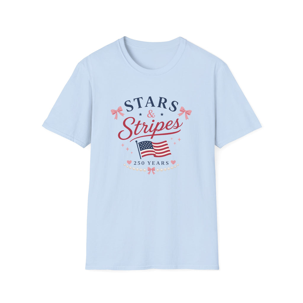 Stars and Stripes 250 Years Tee, USA Anniversary Shirt, Red White Blue Flag Graphic Top, Patriotic American Pride Outfit T-Shirt