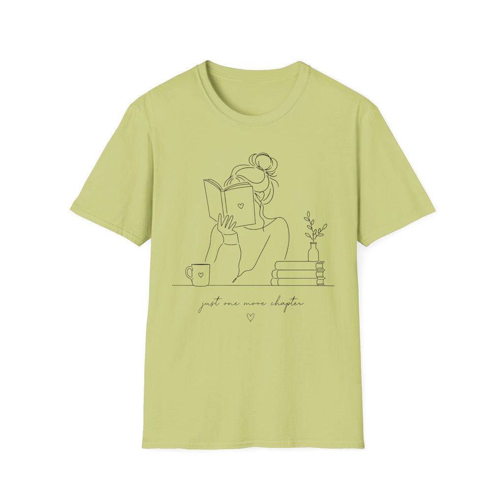 Minimal Line Art Reading Tee — "Just One More Chapter" T-Shirt