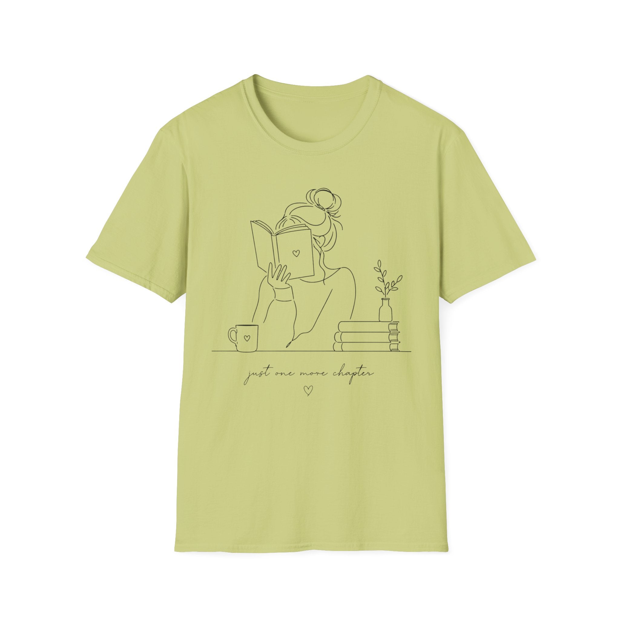 Minimal Line Art Reading Tee — "Just One More Chapter" T-Shirt