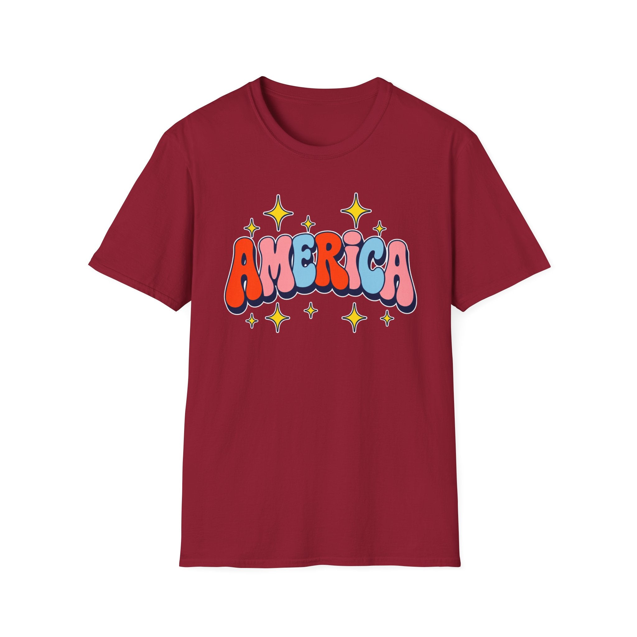 America Retro Patriotic T-Shirt, Groovy Fourth of July Graphic Tee, Vintage Americana Shirt, Cute Summer Independence Day Apparel, Trendy USA Outfit T-Shirt