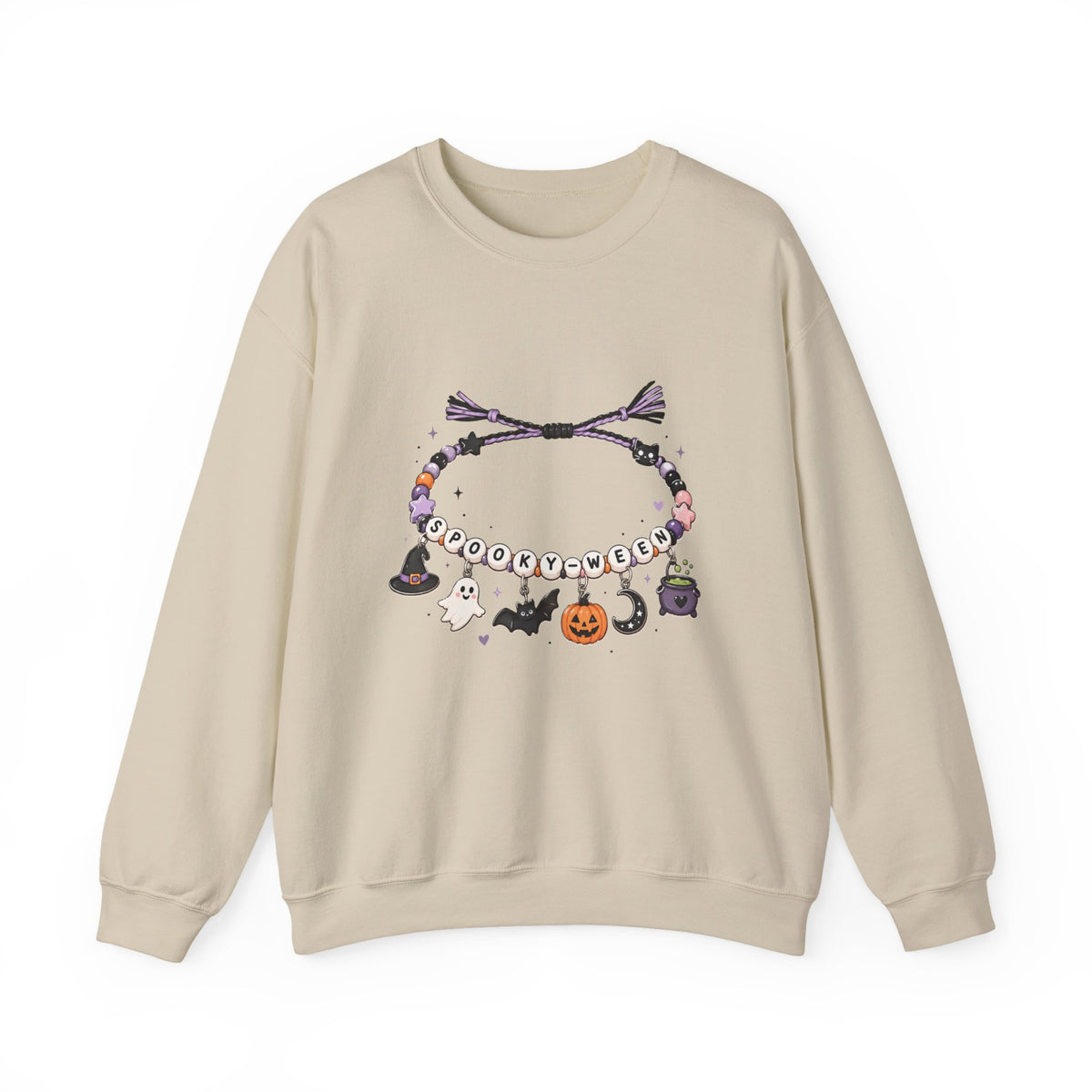 Halloween Spooky Vibes Friendship Bracelet Crewneck Sweatshirt
