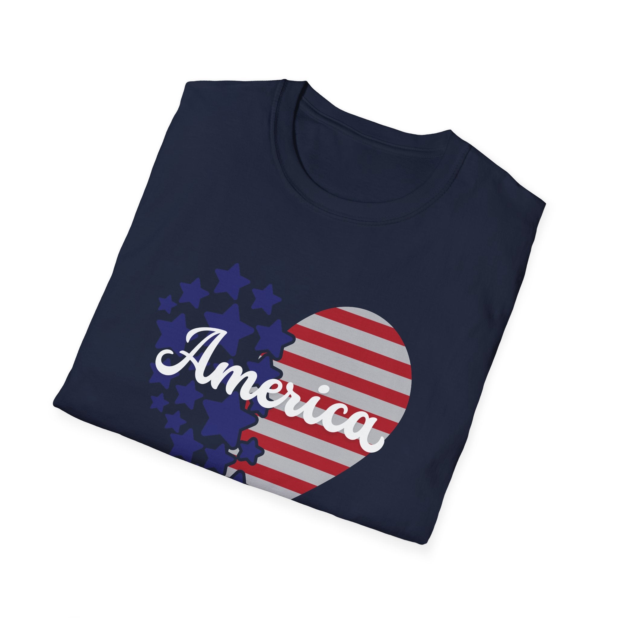 Patriotic America Heart T-Shirt 4th of July USA Graphic Tee
