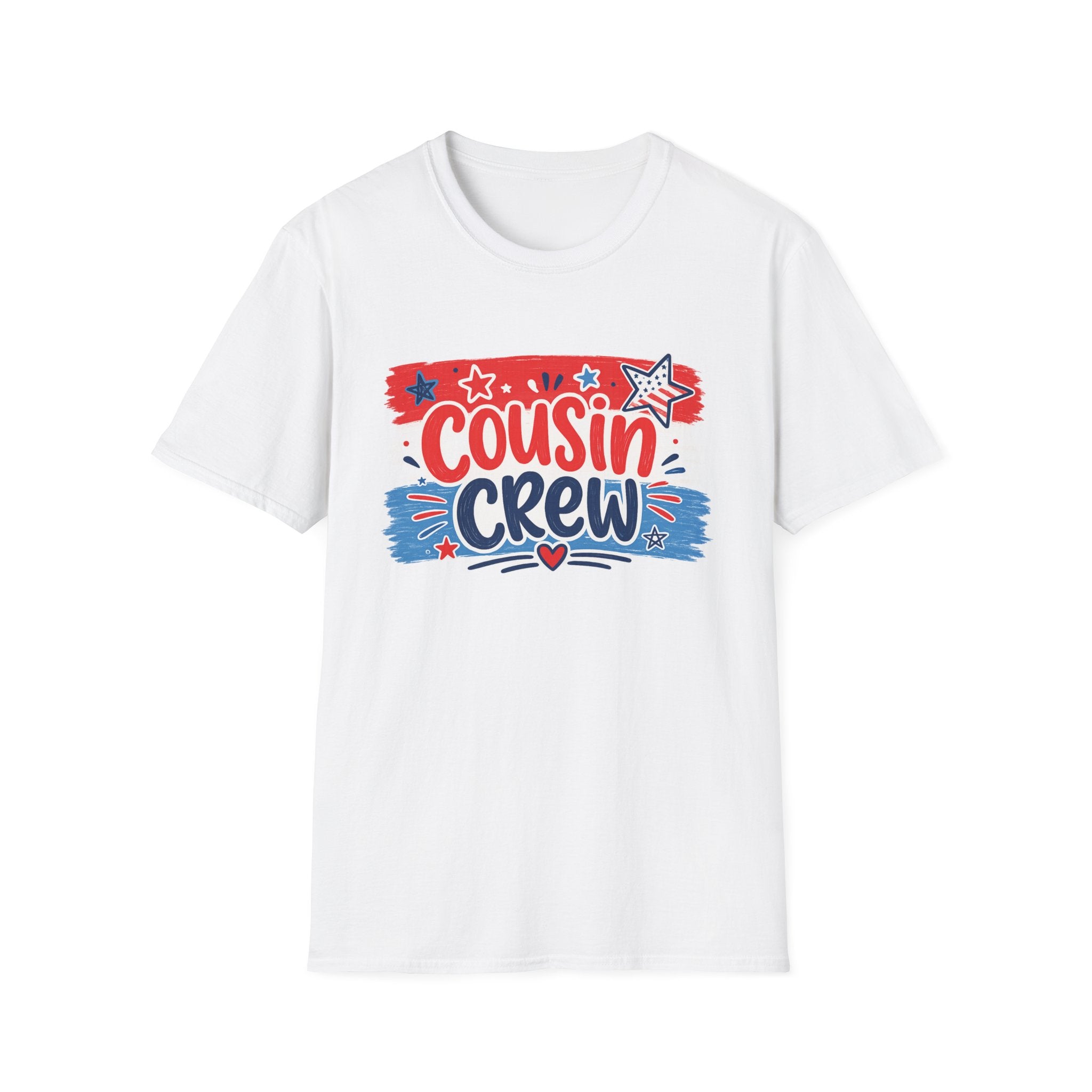 Patriotic Cousin Crew T-Shirt | Distressed American Flag Paint Stroke Graphic Tee, Fourth Of July Family Matching Top