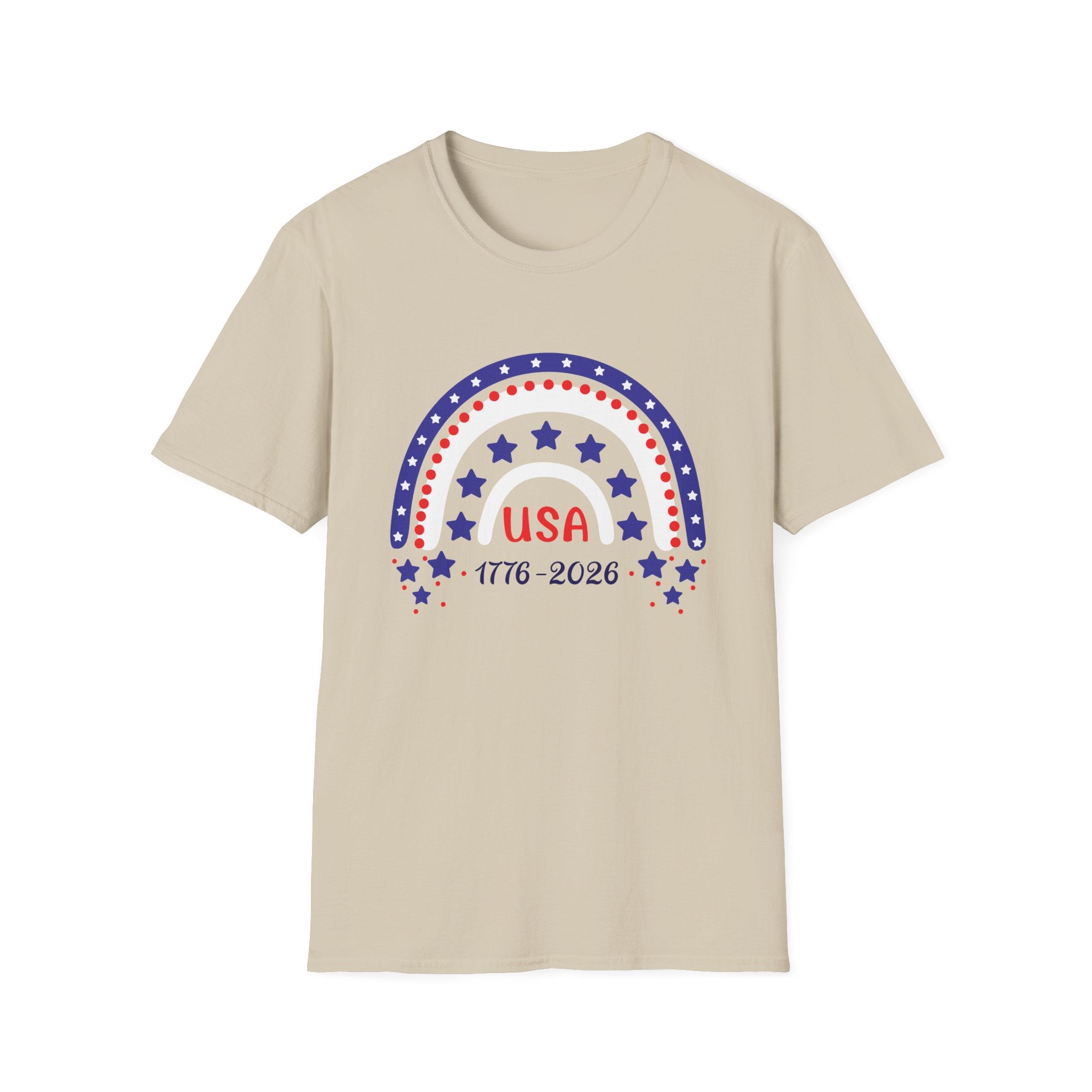 USA 1776–2026 Patriotic Rainbow Tee, American Anniversary Shirt, Red White Blue Graphic Top, USA Pride Outfit