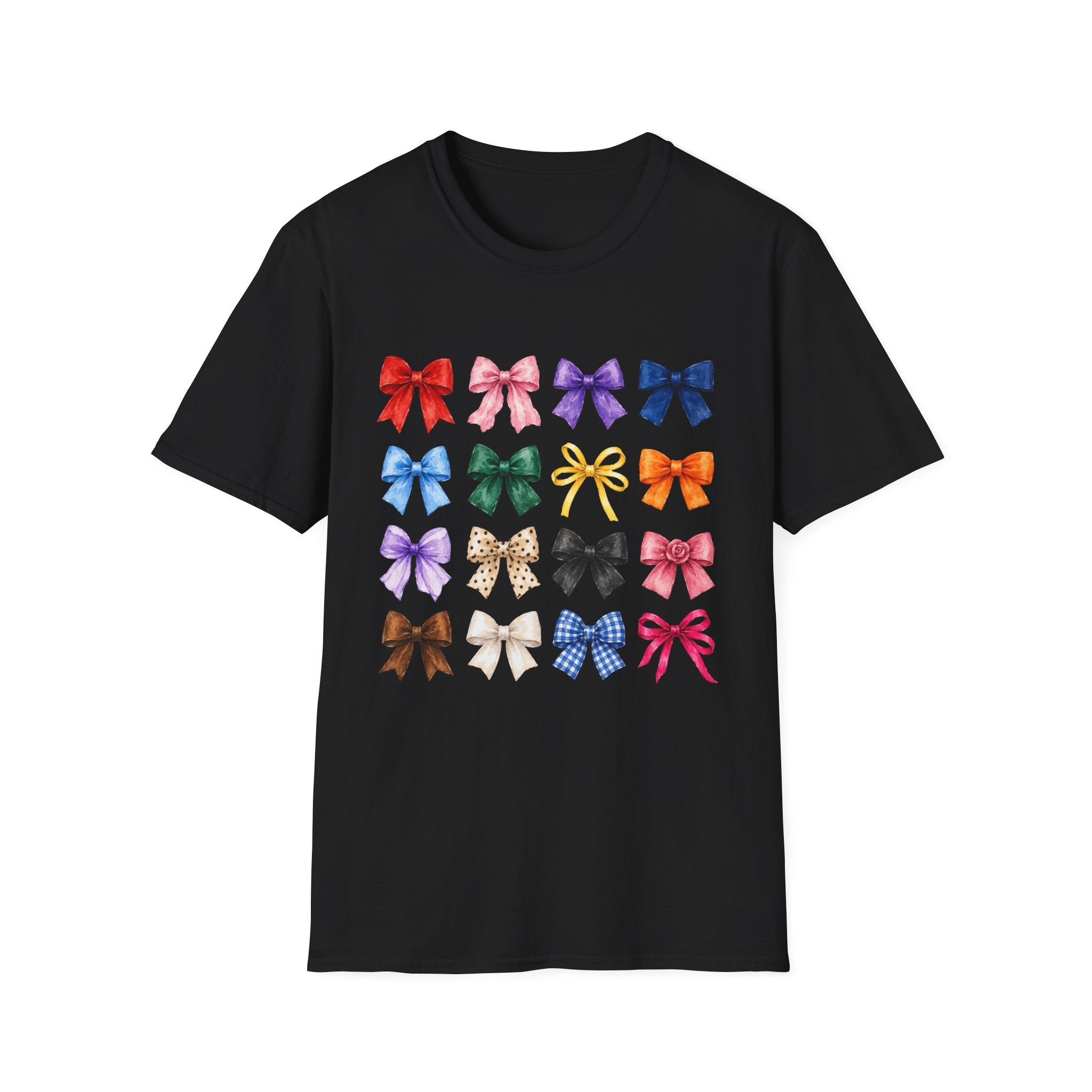 Bow Pattern T-Shirt — Colorful Ribbon Graphic Tee