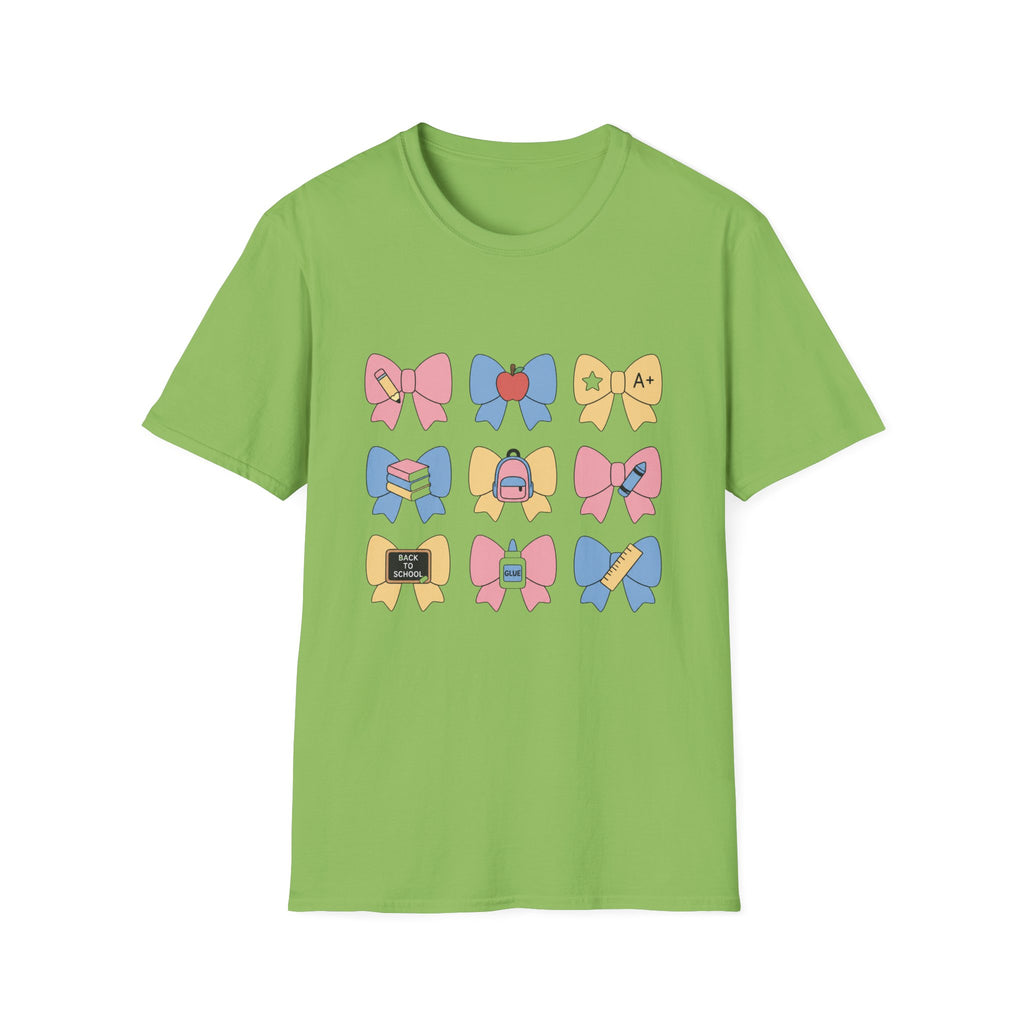 Back-to-School Bows T-Shirt — Cute School Icons Graphic Tee