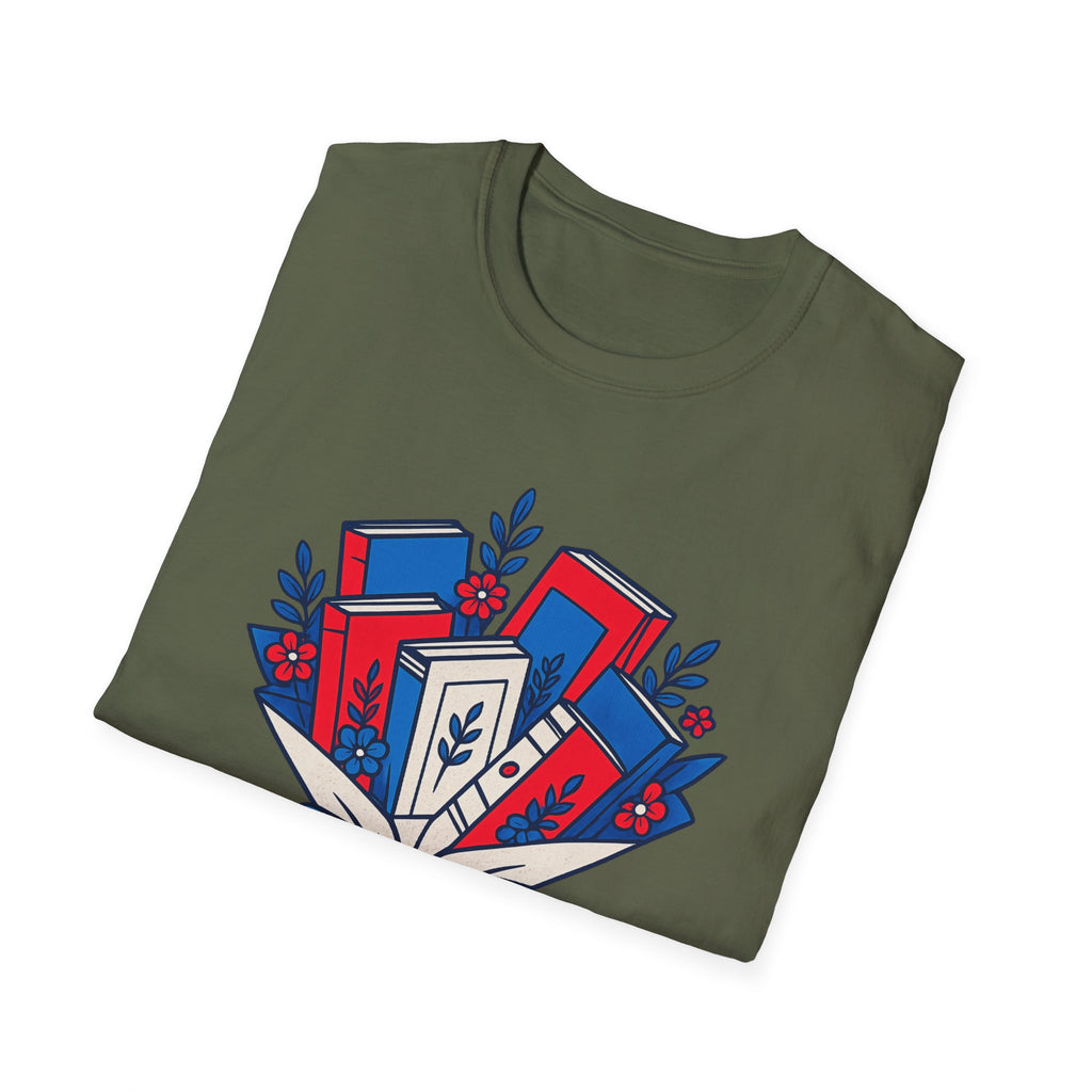 Patriotic Book Lover T-Shirt, Americana Reading Graphic Tee, Retro Library Shirt, Fourth of July Books Design, Cute Teacher Reader Apparel T-Shirt