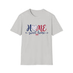 Patriotic Home Sweet Graphic Tee - 4th of July Heart Bow T-Shirt USA Flag Top Red White Blue Coquette