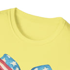 Coquette Patriotic Bow Shirt, 4th of July Women's T-Shirt, American Flag Bow Tee, USA Watercolor Bow, Stars and Stripes Shirt, Independence Day Gift