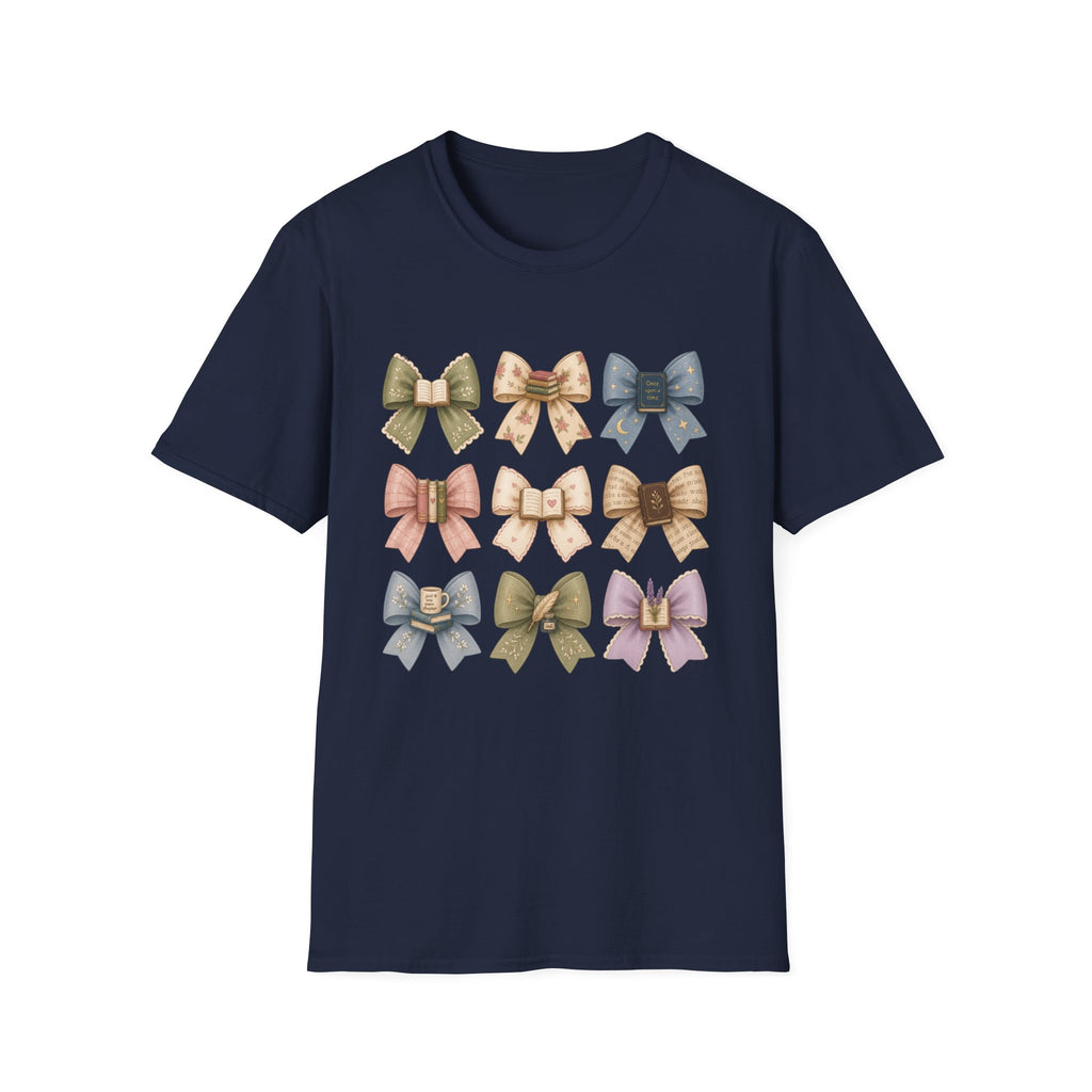 Bow Pattern T-Shirt — Vintage Floral Ribbon Graphic Tee