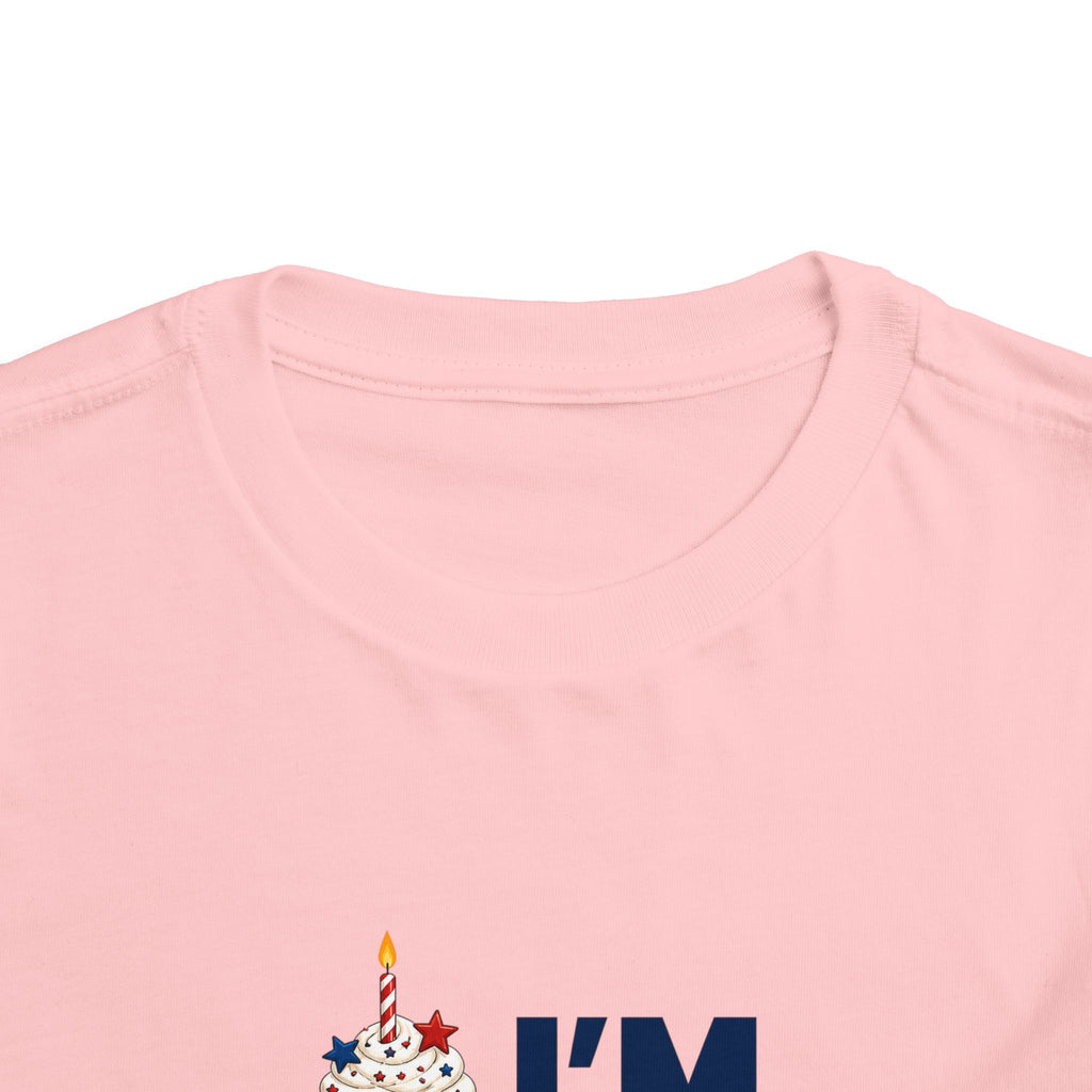 Born on the 4th of July Tee, Patriotic Birthday USA Shirt, Red White Blue Cupcake Graphic Top, Independence Day Celebration Outfit Toddler Short Sleeve Tee