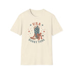 USA Honky Tonk T-Shirt, Patriotic Cowboy Boot Coquette Bow Tee, Country Western 4th of July Shirt, Star Cowgirl Boot America Gift Women, Country Patriotic Concert Tee