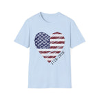 Retro American Flag Heart T-Shirt, Patriotic USA Graphic Tee, Vintage Fourth of July Shirt, Distressed Americana Apparel, Independence Day Fashion