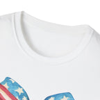 Coquette Patriotic Bow Shirt, 4th of July Women's T-Shirt, American Flag Bow Tee, USA Watercolor Bow, Stars and Stripes Shirt, Independence Day Gift