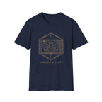 Gaming T-Shirt — 'Stories & Stats' Controller Spellbook Graphic