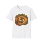 Pumpkin Pages Halloween T‑Shirt — Cute Ghosts Reading in Pumpkin Library
