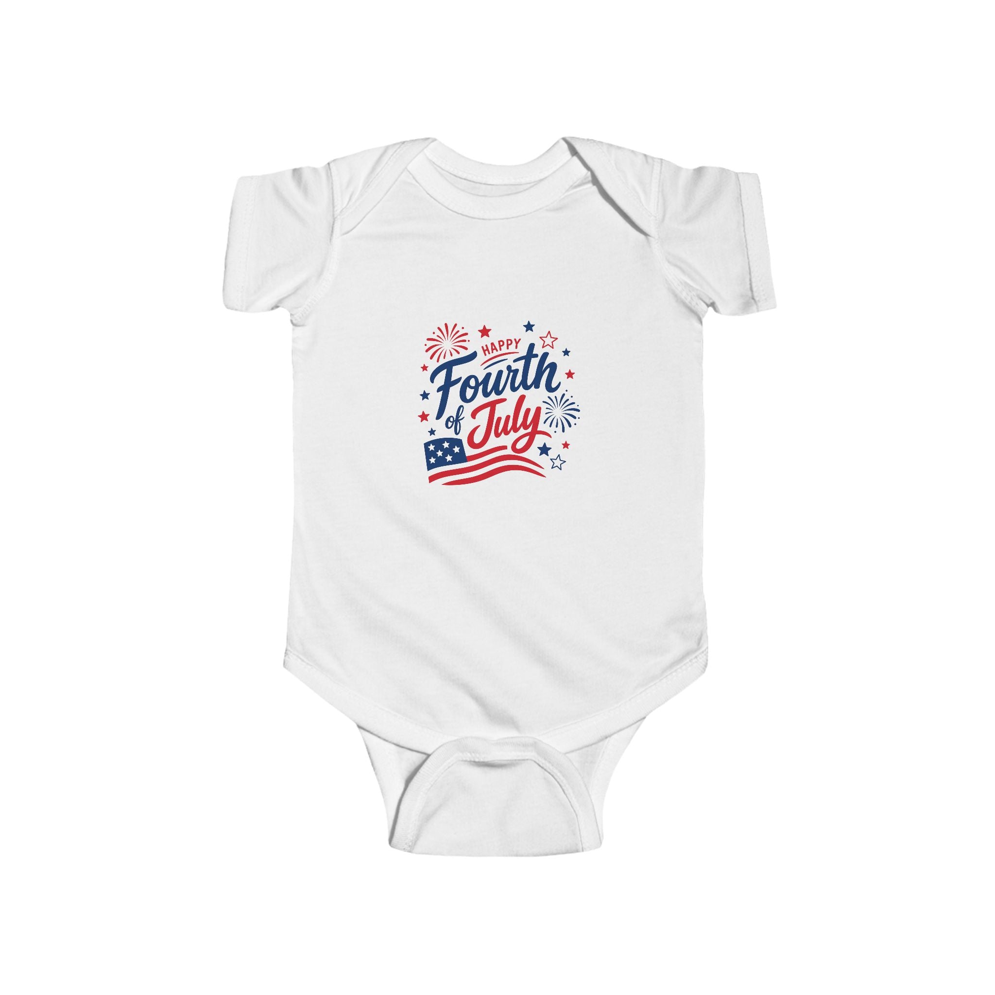 Fourth of July Baby Onesie, Patriotic USA Infant Outfit, Red White Blue Fireworks Bodysuit, Independence Day Celebration Wear Infant Fine Jersey Bodysuit