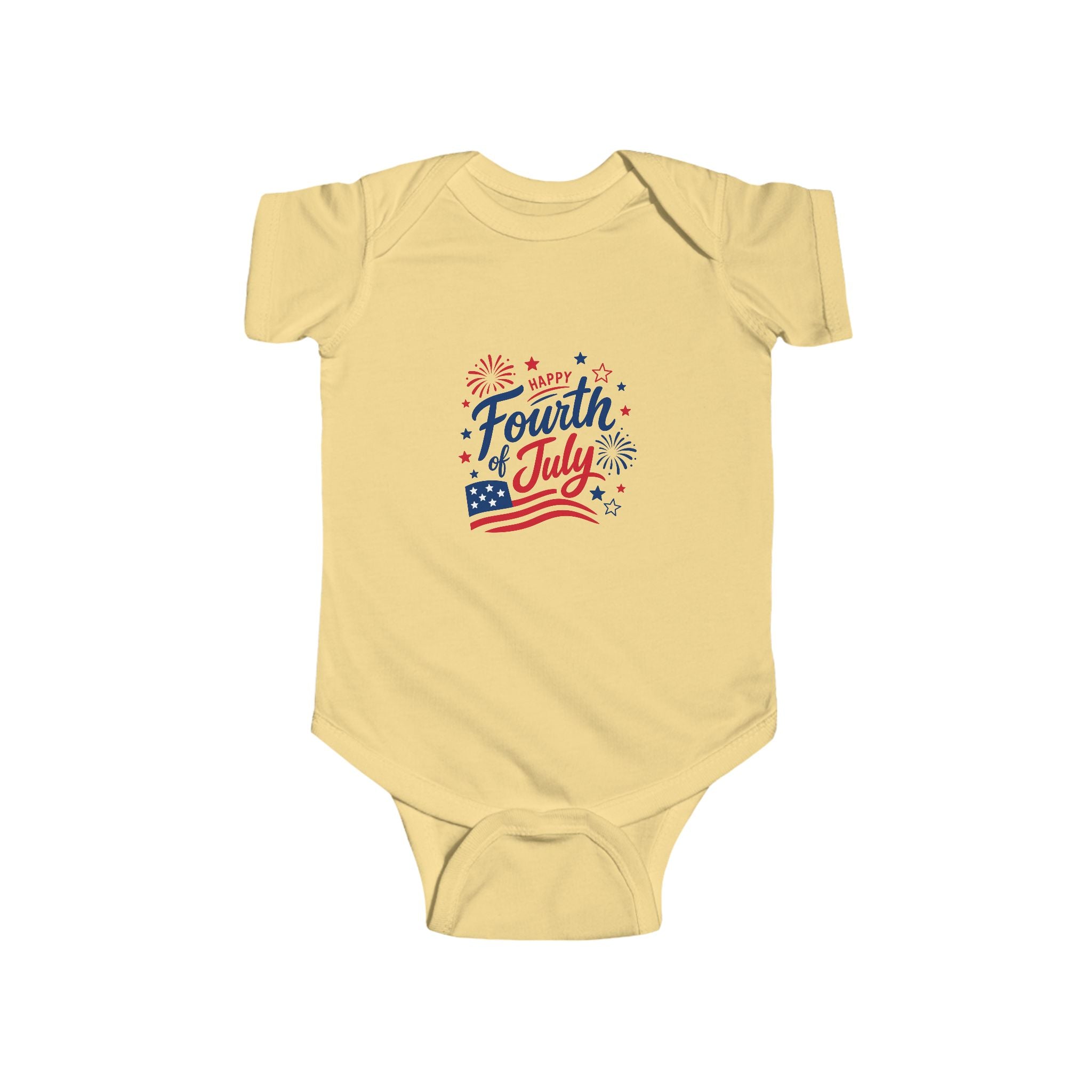 Fourth of July Baby Onesie, Patriotic USA Infant Outfit, Red White Blue Fireworks Bodysuit, Independence Day Celebration Wear Infant Fine Jersey Bodysuit