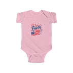 Fourth of July Baby Onesie, Patriotic USA Infant Outfit, Red White Blue Fireworks Bodysuit, Independence Day Celebration Wear Infant Fine Jersey Bodysuit