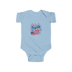 Fourth of July Baby Onesie, Patriotic USA Infant Outfit, Red White Blue Fireworks Bodysuit, Independence Day Celebration Wear Infant Fine Jersey Bodysuit