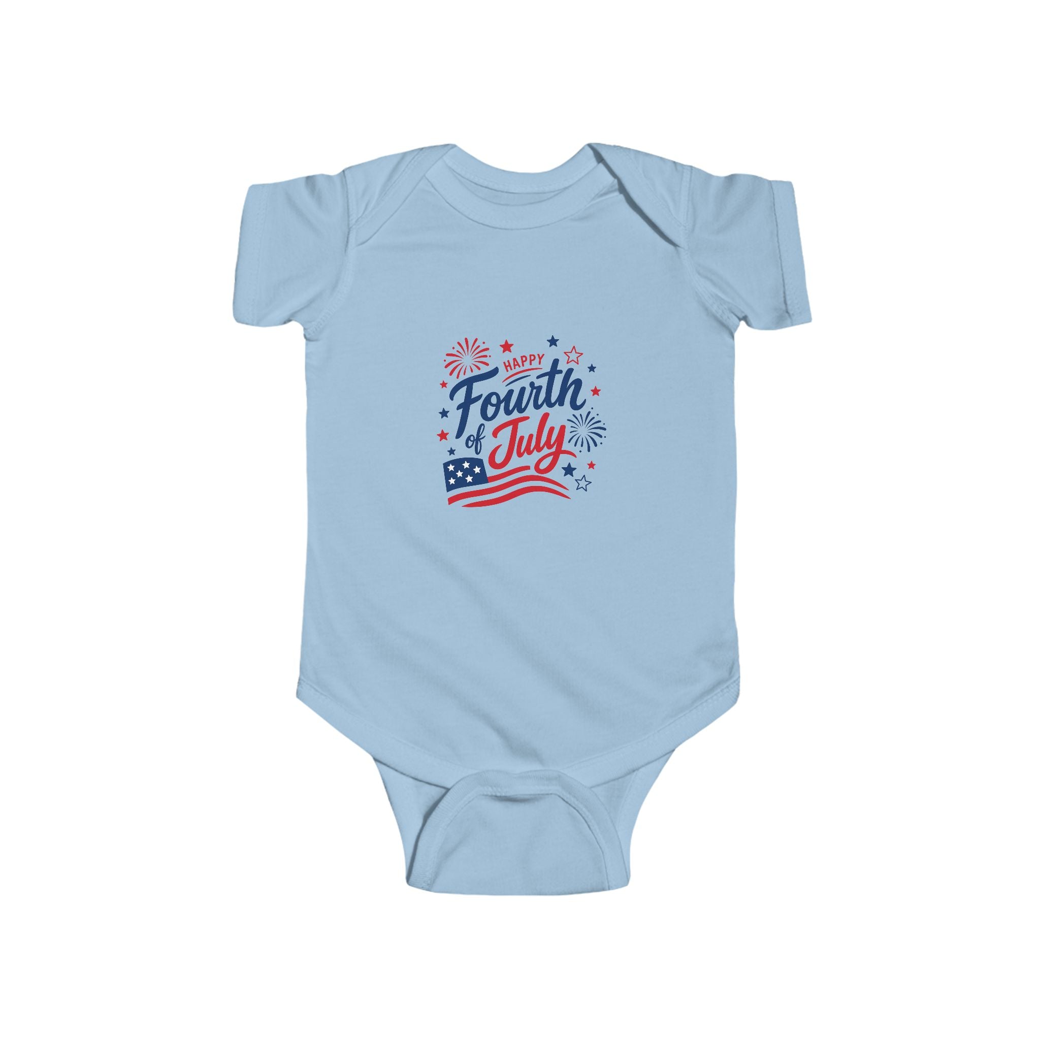 Fourth of July Baby Onesie, Patriotic USA Infant Outfit, Red White Blue Fireworks Bodysuit, Independence Day Celebration Wear Infant Fine Jersey Bodysuit