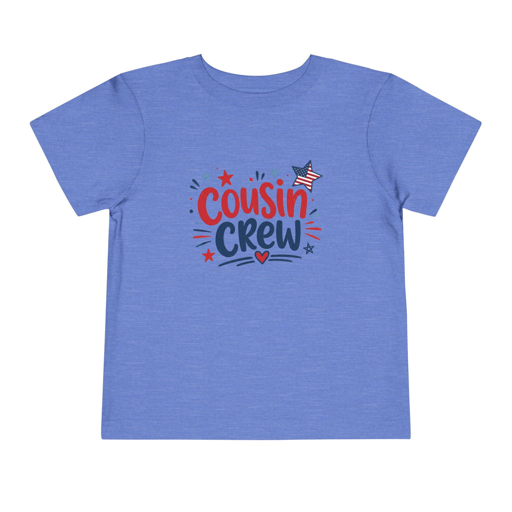 Cousin Crew Patriotic T-Shirt, Fourth of July Matching Family Tee, Retro Americana Graphic Shirt, Summer BBQ Outfit, Fireworks Celebration Apparel Toddler Short Sleeve Tee