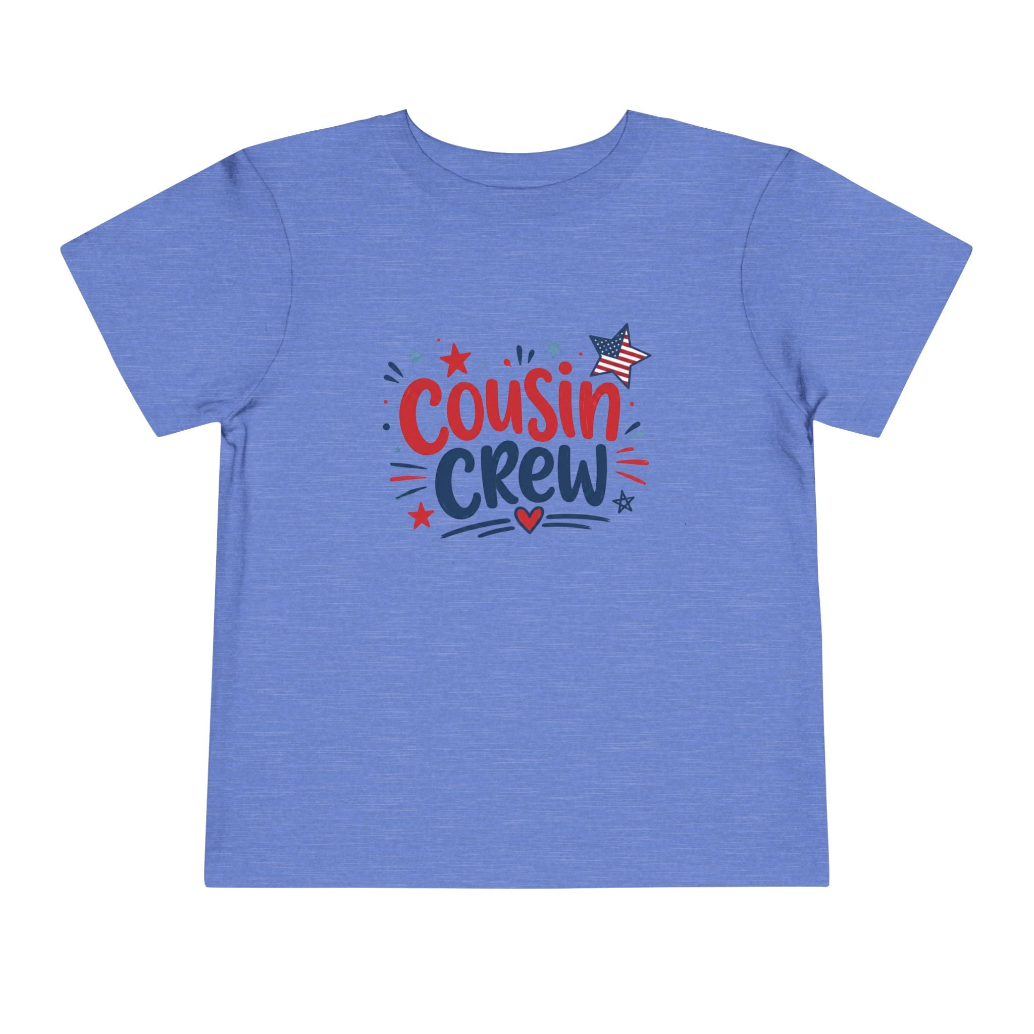 Cousin Crew Patriotic T-Shirt, Fourth of July Matching Family Tee, Retro Americana Graphic Shirt, Summer BBQ Outfit, Fireworks Celebration Apparel Toddler Short Sleeve Tee