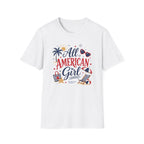 All American Girl Graphic Tee - Patriotic 4th of July Summer Beach T-Shirt