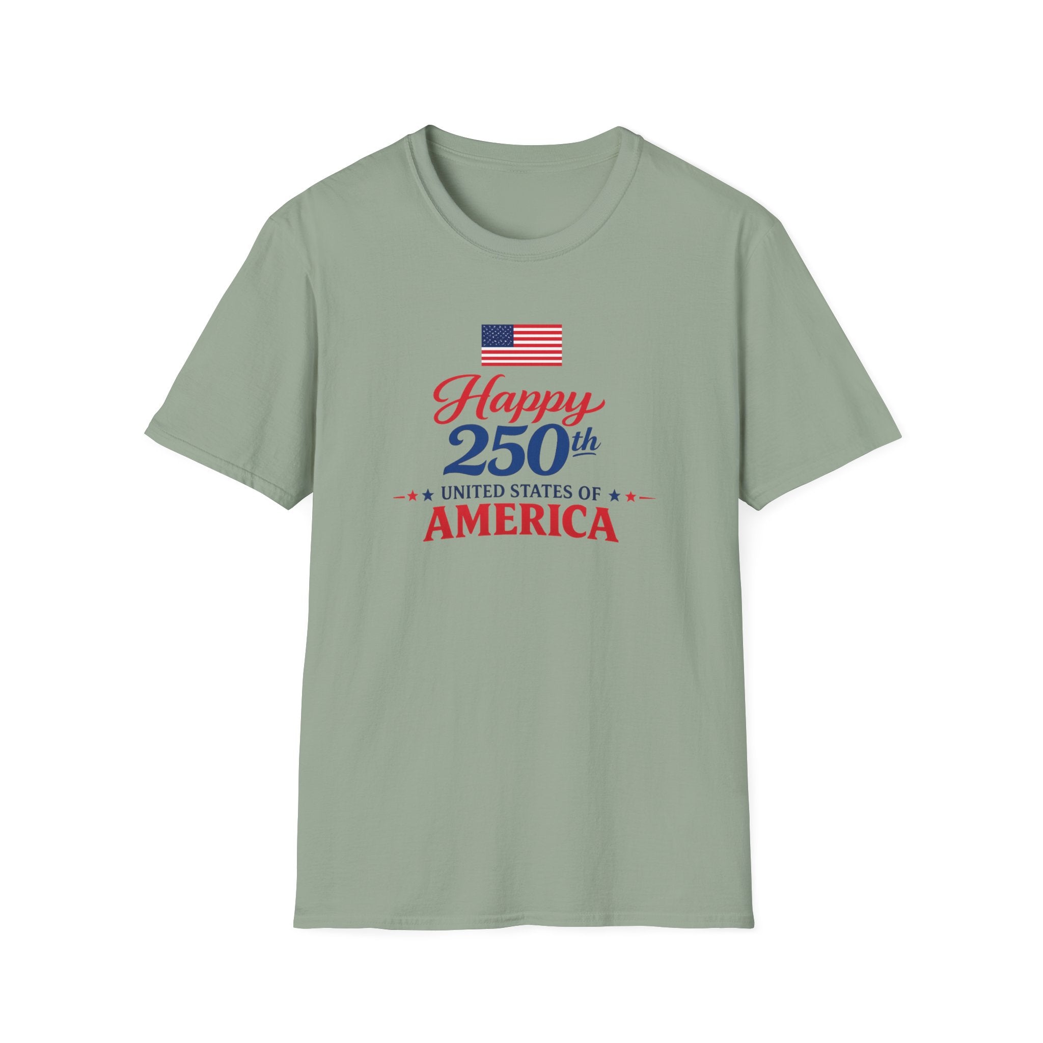 Happy 250th USA Tee, United States Anniversary Shirt, Red White Blue Patriotic Graphic Top, American Pride Celebration Outfit T-Shirt