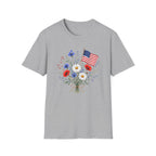 Patriotic Floral Bouquet Graphic Tee - 4th of July Wildflower T-Shirt