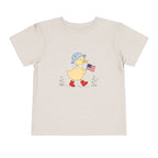 Patriotic Duck USA Tee, Cute Red White Blue Shirt, Summer Flag Graphic Top, Fourth of July Celebration Outfit Toddler Short Sleeve Tee