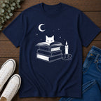 Cat & Books T‑Shirt — Mystical Reading Graphic Tee