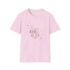 Happy 4th of July Sparkle Bow T-Shirt, Coquette Patriotic Sparkle Star Tee, Feminine Independence Day Shirt, Cute Mixed Typography 4th July